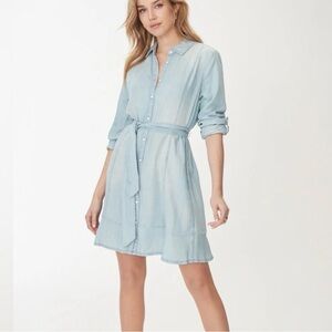 FDJ Light Blue Shirt Dress with ruffle hem